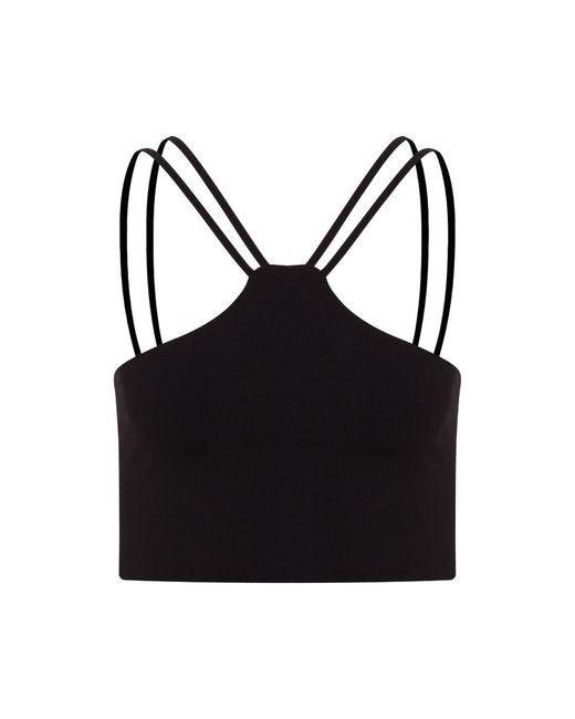 Maan Istanbul Black Thin Strap Crop Top