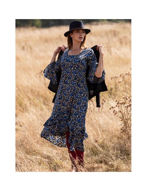 At Last Blue Victoria Midi Dress Swirl