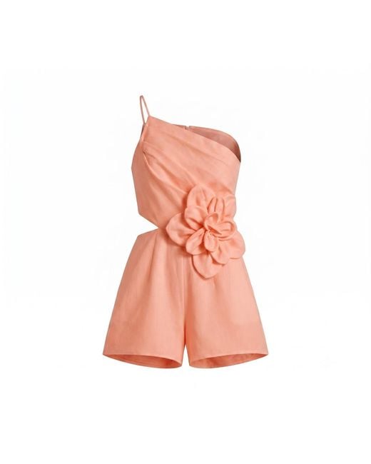 Yumi Kim Pink Lorna Coral Linen Romper