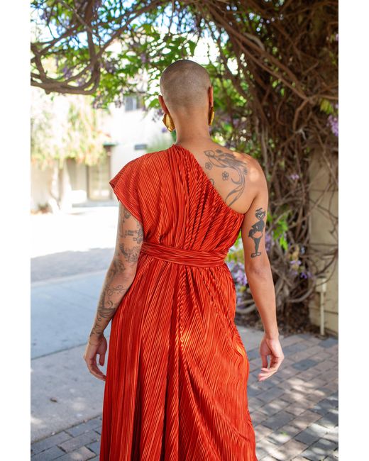 Jennafer Grace Red Tatjana One-Shoulder Maxi Dress