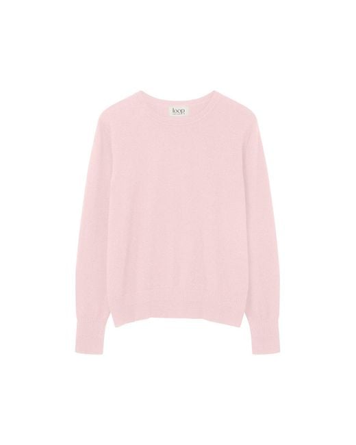 Loop Cashmere Pink Cashmere Crew Neck Sweater