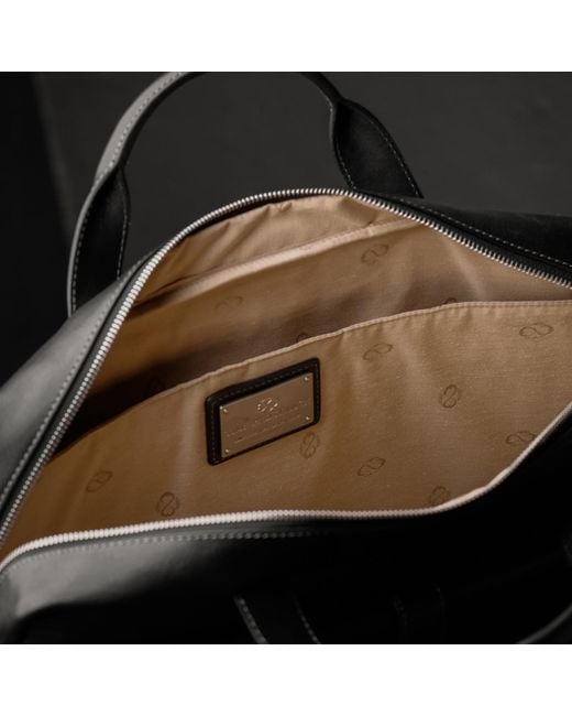 Time Resistance Black Large Leather Briefcase Laptop Bag for men