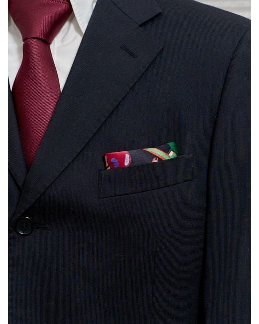 Lost Pattern Blue Party Time Silk Pocket Square for men