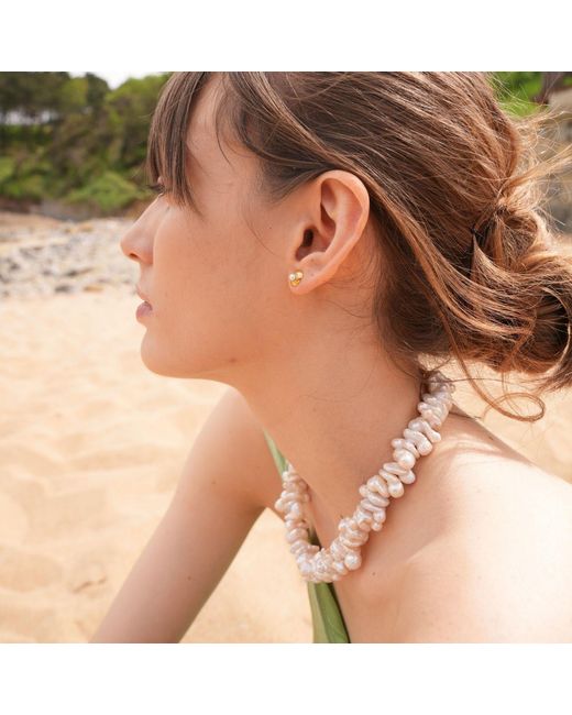 LINYA JEWELLERY Metallic Marley Big Pearl Necklace