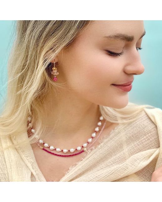 Farra Metallic Ruby And Opal Color Necklace
