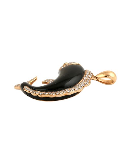 Artisan Black Rose Onyx Dolphin Pendant With Diamond Accents