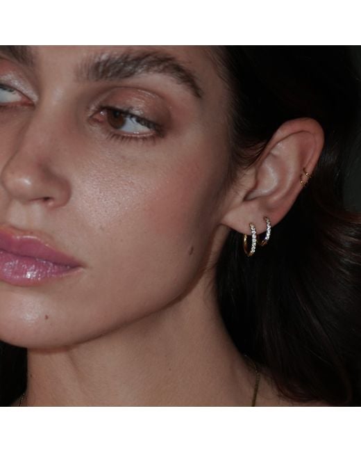 Mickey's Girl Metallic Pave Hoop Earrings