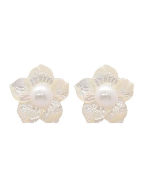 VALERIE CHIC White Blossom Flower Mother Of Pearl Earrings