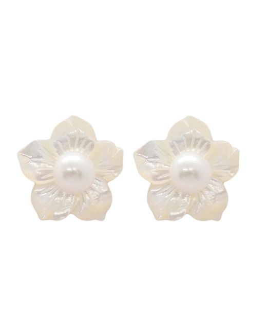 VALERIE CHIC White Blossom Flower Mother Of Pearl Earrings