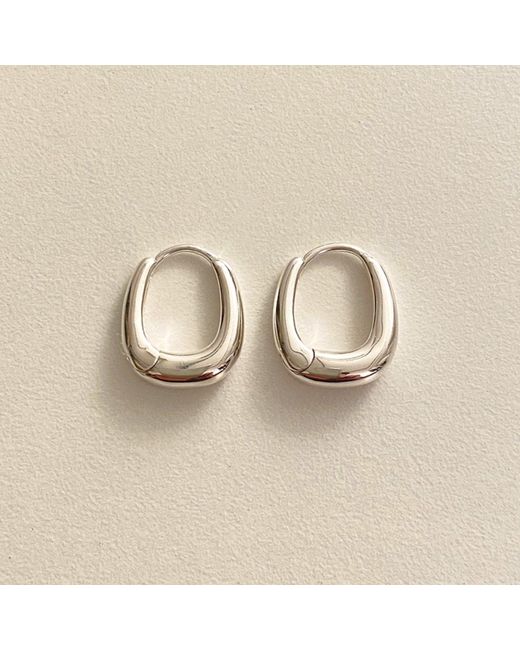 Cote Cache Metallic Rounded Square Huggie Hoop Earrings