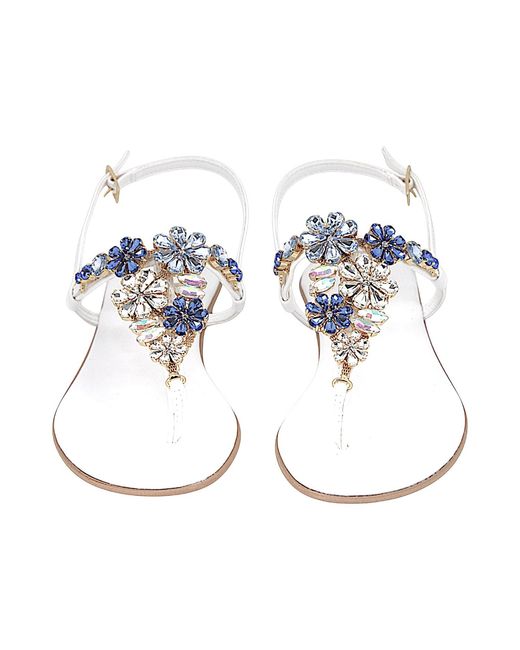 DAMAPREZIOSA Blue Gilda Sandal With Light Crystals