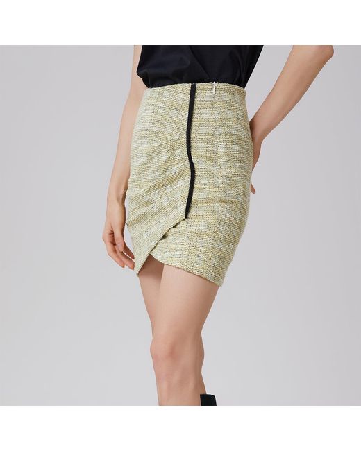 Smart and Joy Green Short Skirt With Side Drape And Bias