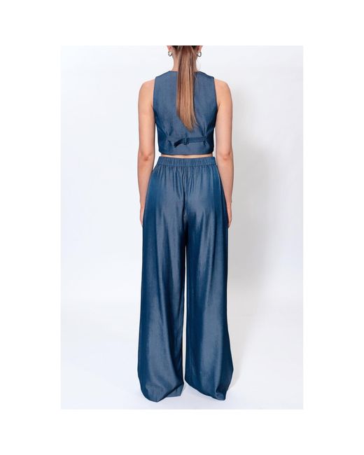 AGGI by HALEWSKI Blue Ophelie Denim Wide Suit Trousers