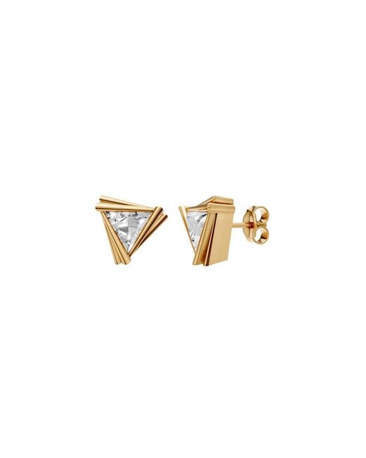 Aya Fine Jewelry Metallic Trillion Cut Lab Diamond Solitaire Stud Earrings