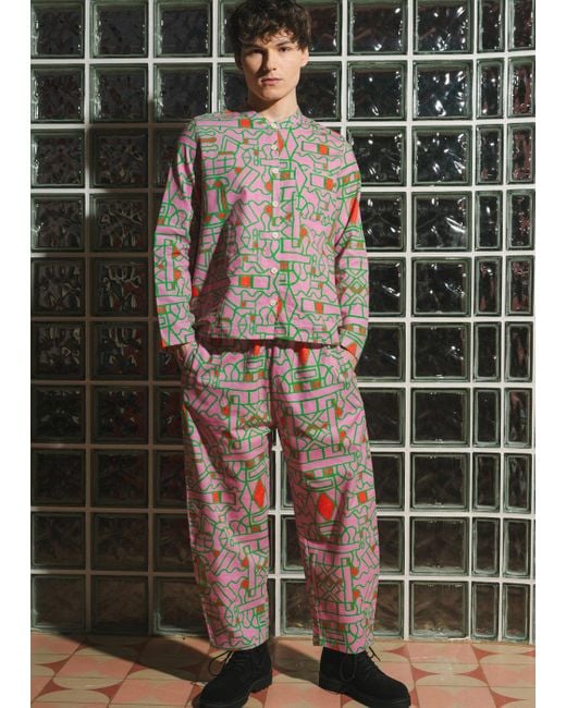 Wild Clouds Multicolor Organic Cotton & Linen Balloon Trousers