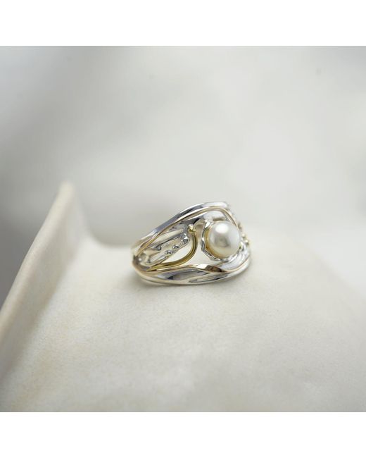Isla Silver Metallic Pearl Statement Ring