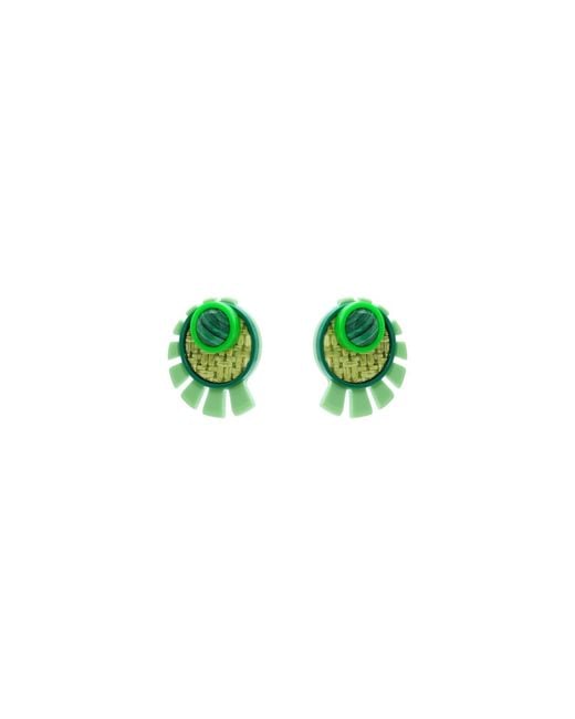 Gissa Bicalho Green Acrylic Handmade Earring Sun Light Pale