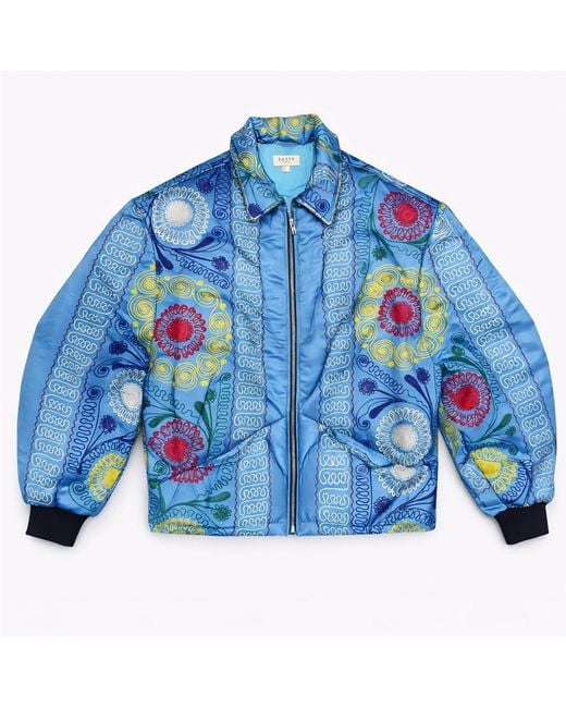 Zasta Studio Blue Unknown Tapestries Silk Bomber Jacket Large E for men