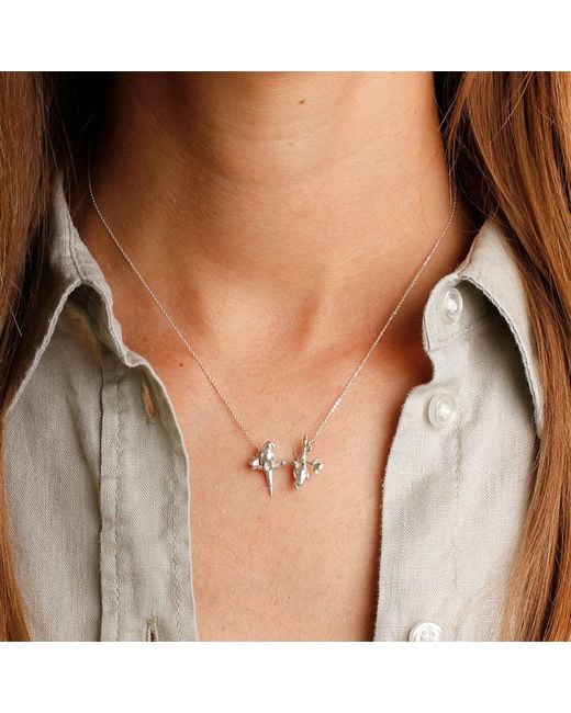 Lee Renee Metallic Parakeet Necklace – Two Friends On A Branch –