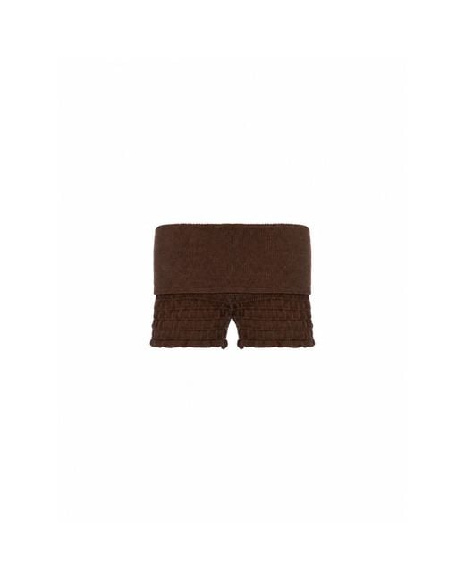 Par & Escala Brown Knitted Mini Olo Shorts