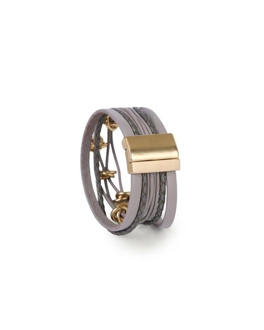 Saachi Metallic Knotted Charm Leather Bracelet