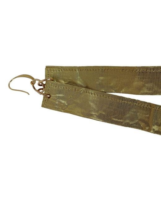 Romer Millinery Green Metallic Silk Bar Earings