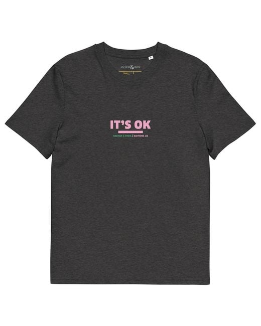 Anchor and Crew Black Heather Five It's Ok Editions Organic Cotton T-Shirt for men