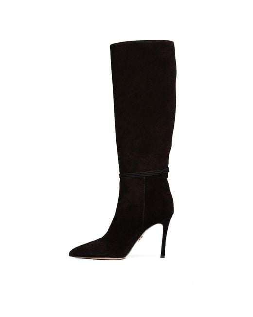 Beautiisoles by Robyn Shreiber Made in Italy Black Lindsay Suede Knee High Boot Comfortable Valentine Stiletto