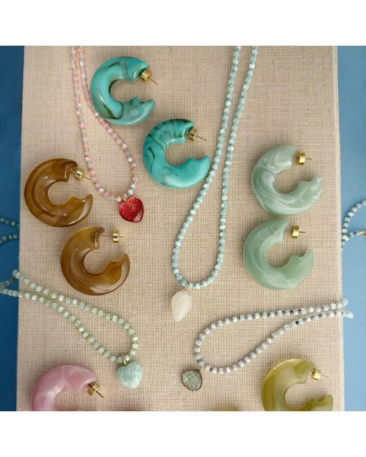 Hye Jane Jewelry Green Jade Marbled Rena Resin Hoops