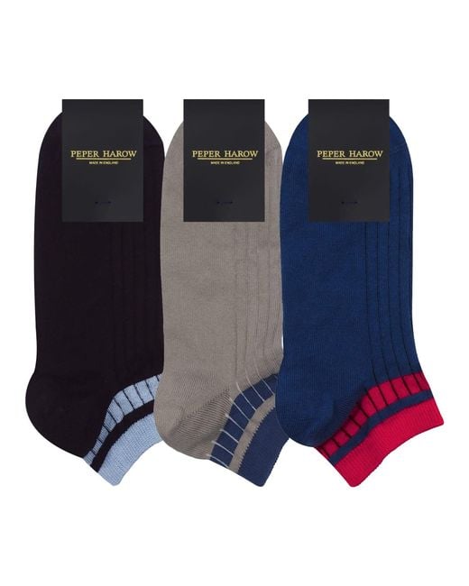 Peper Harow - Made in England Blue Old School Trainer Socks Bundle for men