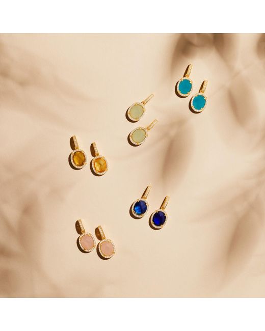 Latelita London Metallic Beatrice Oval Gemstone Drop Earrings Citrine Hydro