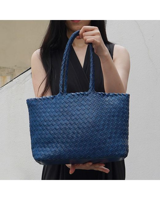 Rimini Blue Woven Leather Handbag 'maura'
