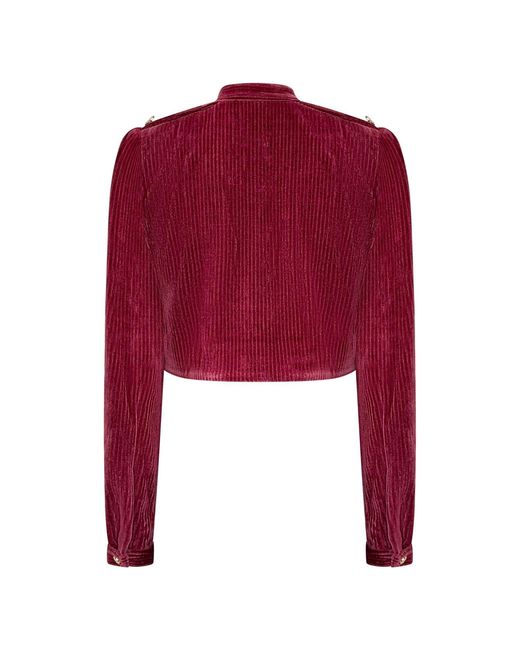 Why Mary Red Lucia Cropped Corduroy Jacket