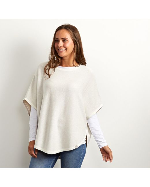 Cove Gray Neutrals Flora Cotton Cashmere Reversible Poncho Cream & Starch