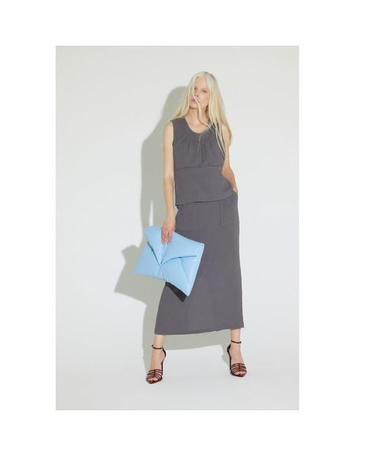 Julia Allert Gray Summer Crinkled Sleeveless Top & Long Skirt Two-Piece Set –