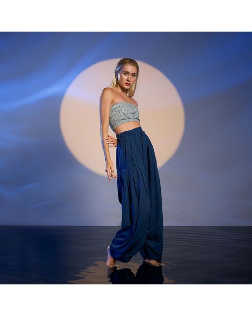 Zhenabia Blue Boho Harem Pants
