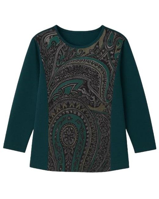 Conquista Blue Batwing Print Top