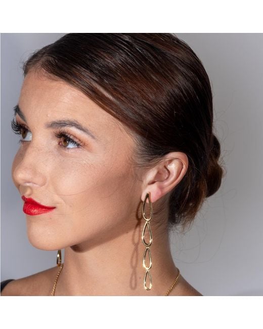 Lucy Quartermaine Metallic Long Petal Drop Earrings