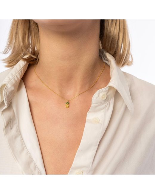 Spero London Metallic Pineapple Sterling Necklace & Earring Set