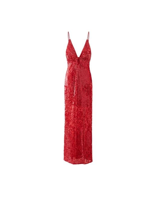 Aisl Red Sequin Plunge Gown