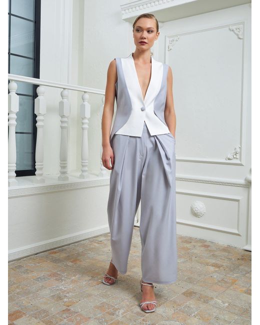 Lumina Eligma Blue The Gathered Suit Pants Ensemble