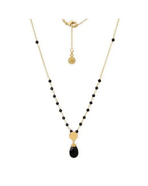 Giselle Vale — London Metallic Classic Athena Kate Gemstone Rosary Chain Necklace Onyx