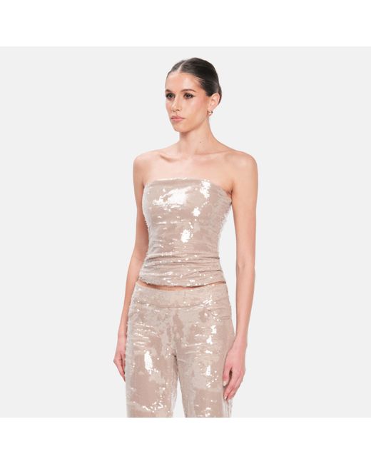 OW Collection Pink Neutrals Ruby Sequin Tube Top