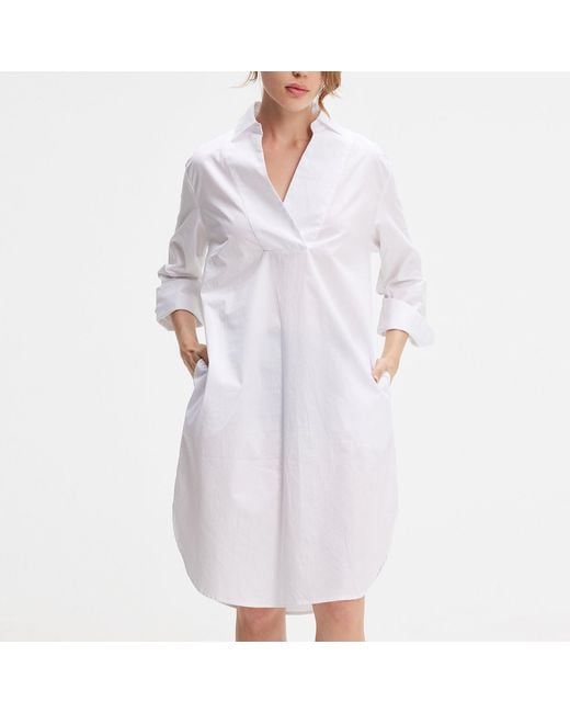 Smart and Joy Blue Minimalist Cotton Shirt Dress