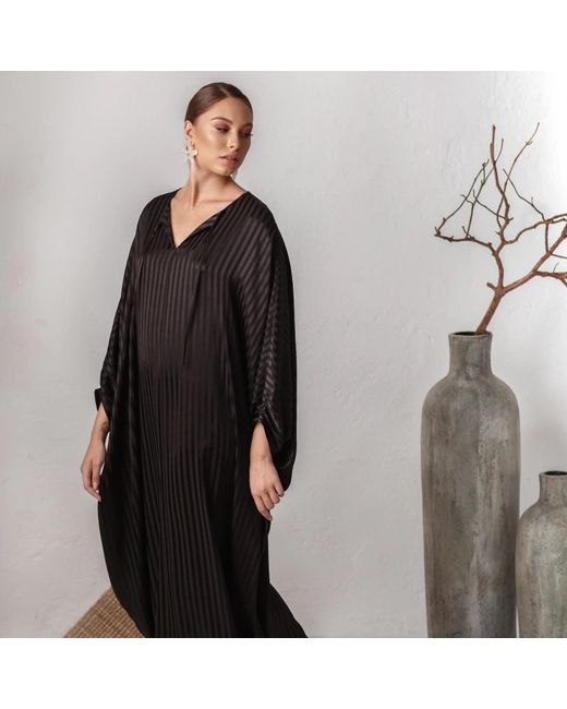 HOUSE of AZOiiA Black Silk Blend Kaftan Dress