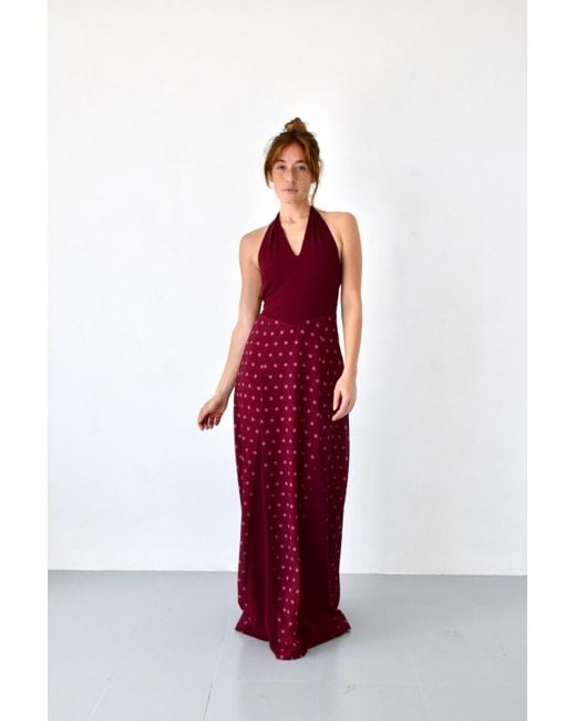 Mind Traveler Red Kala Burgundy Polka Dot Dress