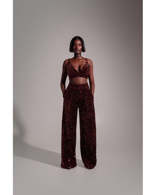 Ofuure Red Liza Sequin Bra Top