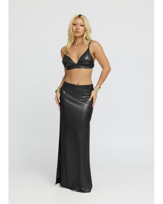 Why Mary Black Luna Metallic Bralette Top