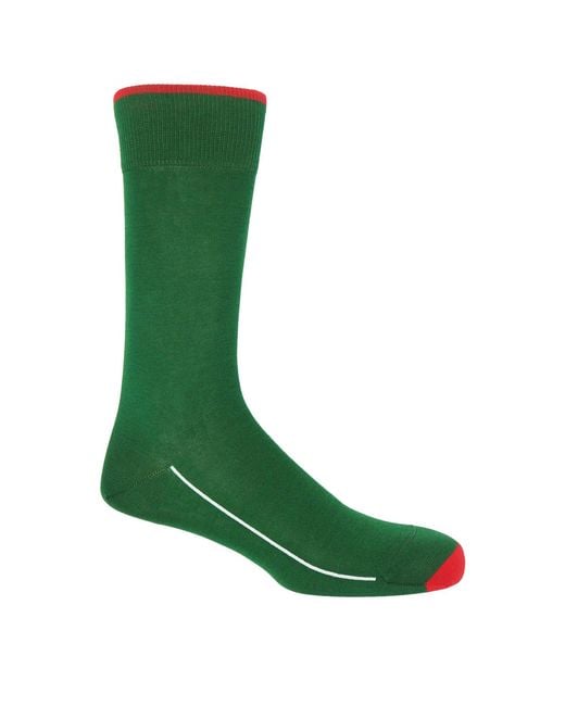 Peper Harow - Made in England Green Cinnabar & Emerald Square Mile Socks for men