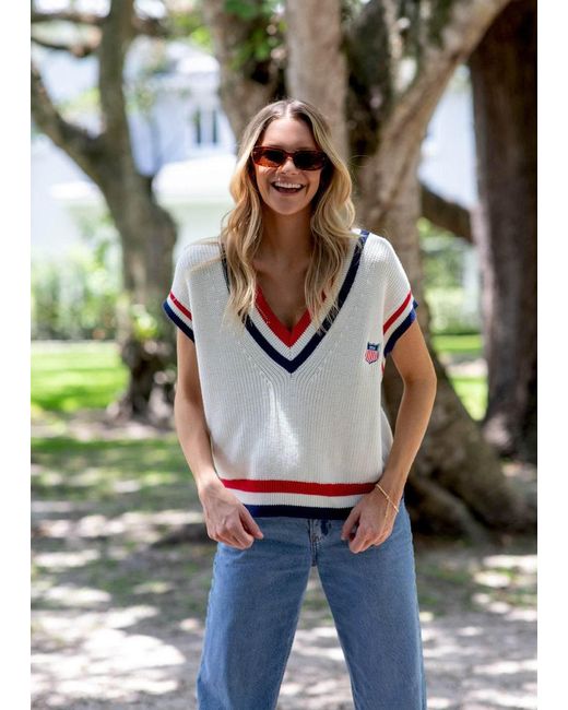 Ellsworth & Ivey White American Shield Retro Sweater Vest